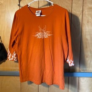 Harley Davidson Women’s XL Orange Flame sleeve